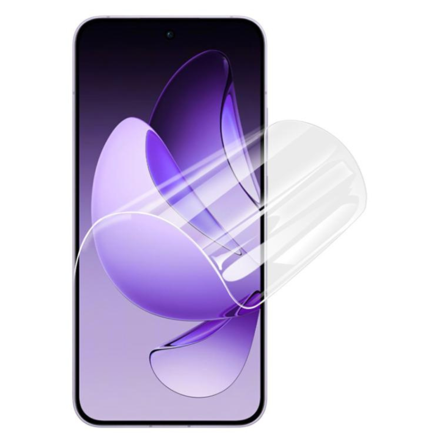 Hydrogel screen protector for OPPO Reno13 Pro by 9eight5, pack of 2, showing the clear, flexible film fitting the phone screen.