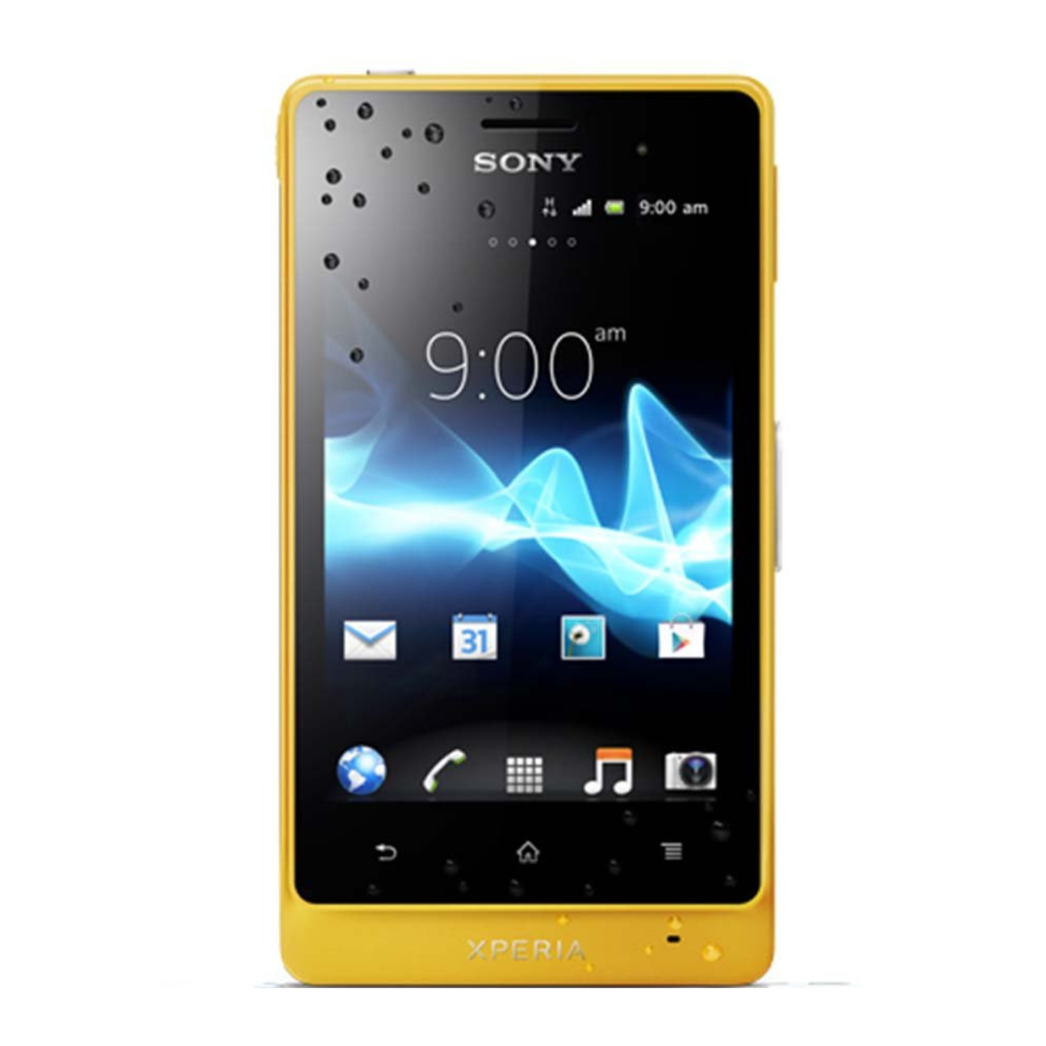 Hydrogel screen protector for Sony Xperia Go by 9eight5, showing a clear, flexible film fitting over the phone screen.