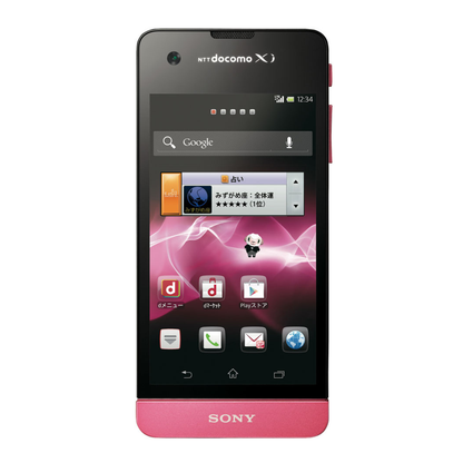 Hydrogel screen protector for Sony Xperia SX SO-05D by 9eight5, showing a clear, flexible film covering the phone screen.