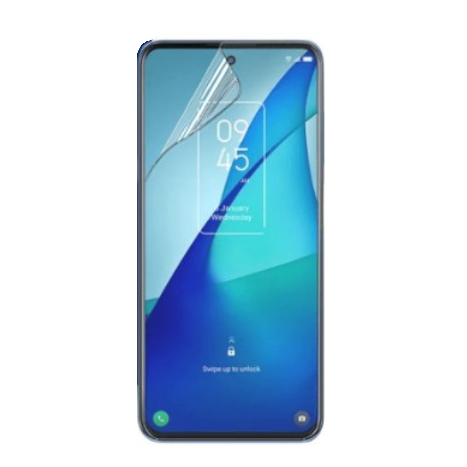 Hydrogel screen protector for TCL 20L+ by 9eight5, showing the clear, flexible film fitting over the phone screen.