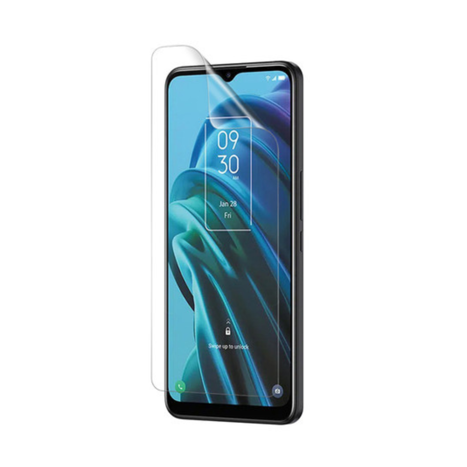 Hydrogel screen protector for TCL 30 XE 5G by 9eight5, showing a pack of two transparent protectors on a smartphone screen.
