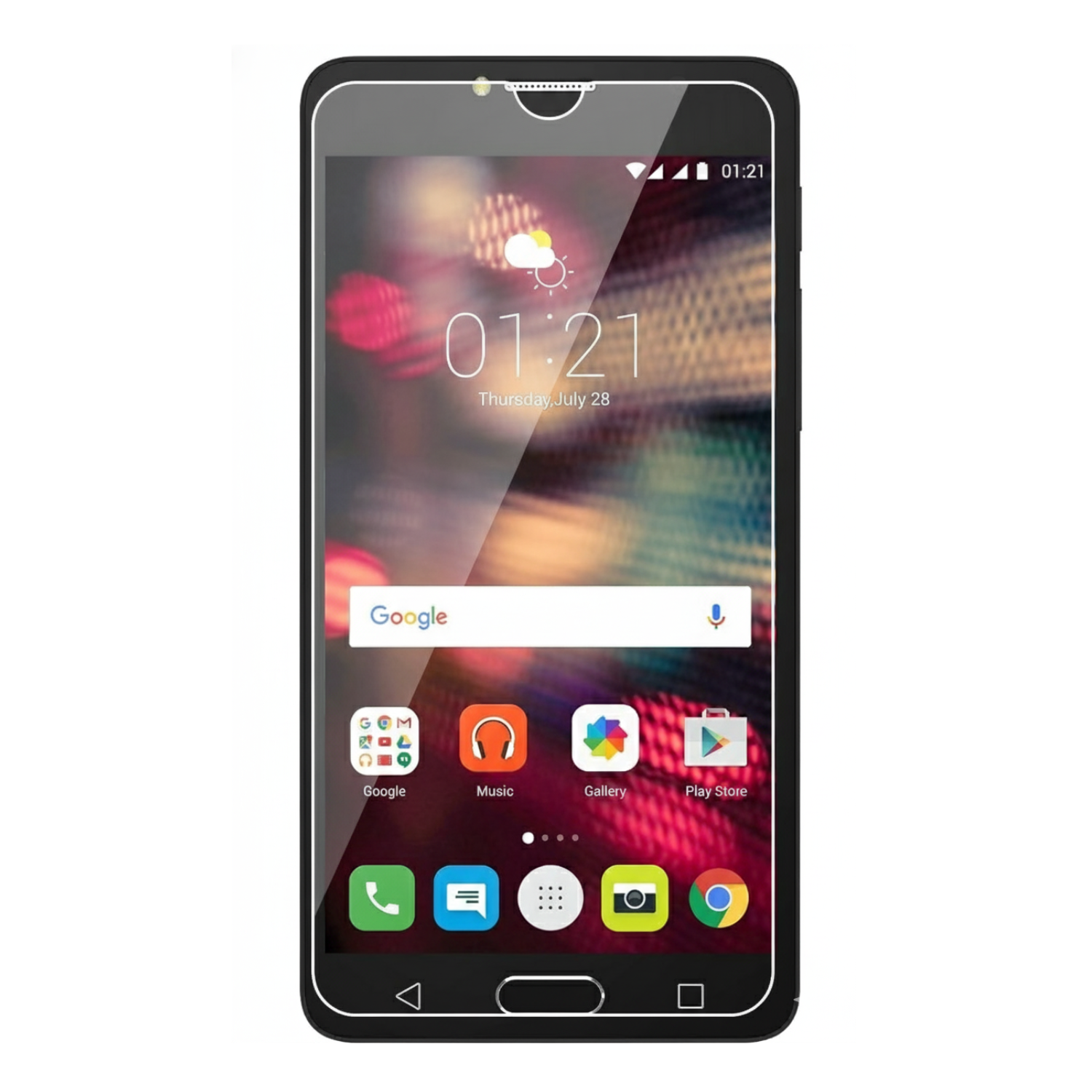 Hydrogel screen protector for TCL 562 by 9eight5, showing clear, flexible film designed to protect the phone screen from scratches.