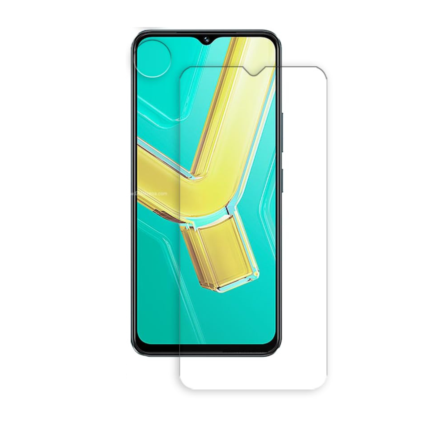 Hydrogel screen protector for Vivo Y03t by 9eight5, pack of 2, showing clear, flexible film covering the phone screen.