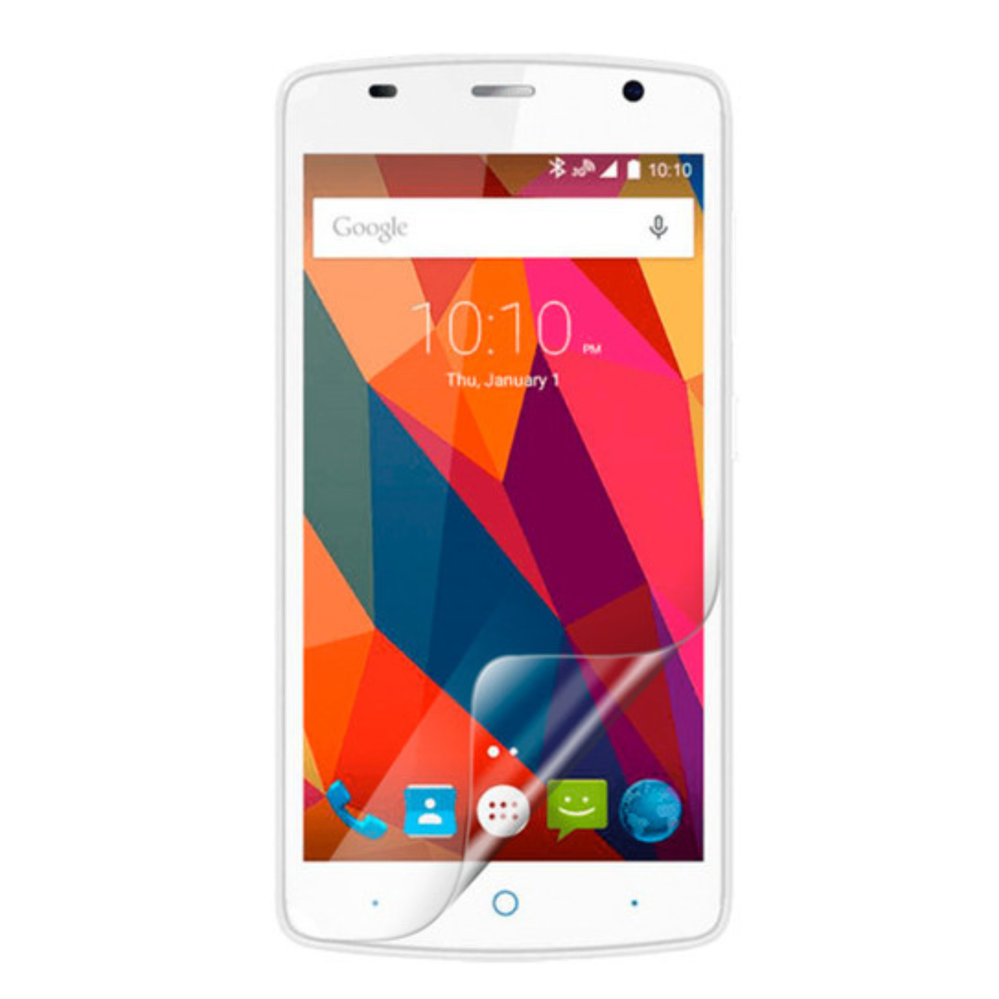 Hydrogel screen protector for ZTE Blade L5 Plus by 9eight5, showing the transparent film fitting over the phone screen.