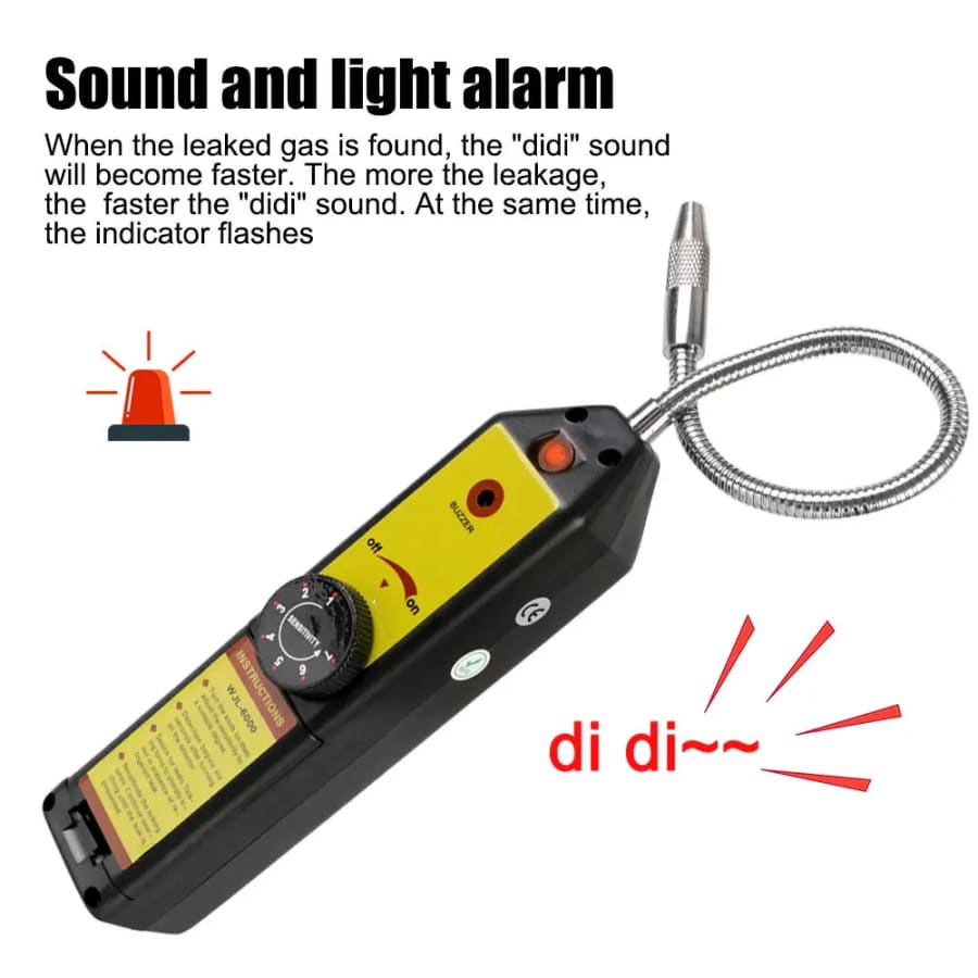 9eight5 halogen freon gas leakage tester tool for detecting leaks in refrigeration and AC systems.