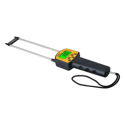 9eight5 grain moisture meter for corn, wheat, rice, beans, flour, fodder, and rapeseed, with digital display and testing probes.