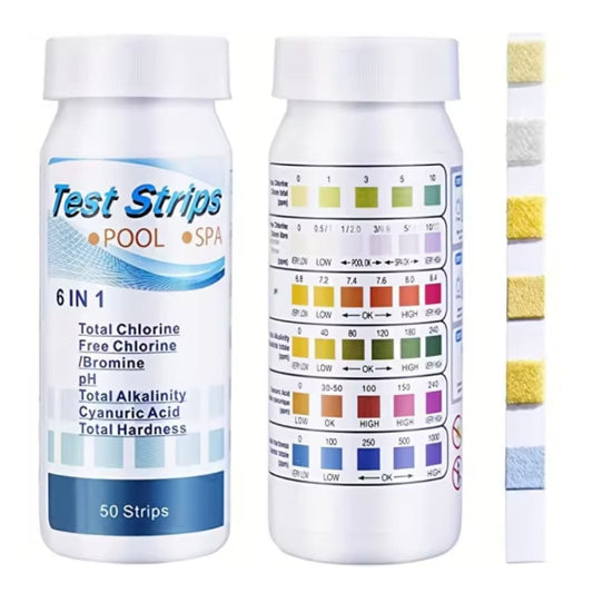 9eight5 spa and hot tub water quality test strips, 50-pack, for testing six variables to ensure clean, safe water.