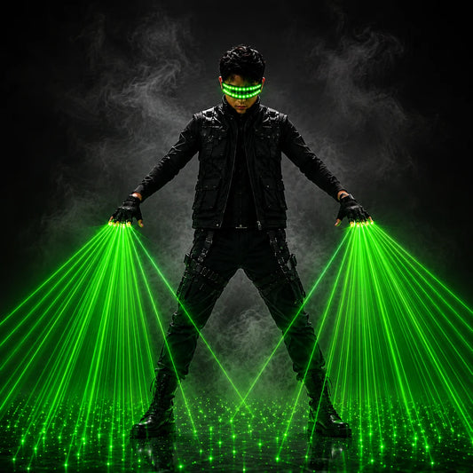 JAEOOGY Rechargeable Laser Gloves & Glasses Set | Red or Green Beams