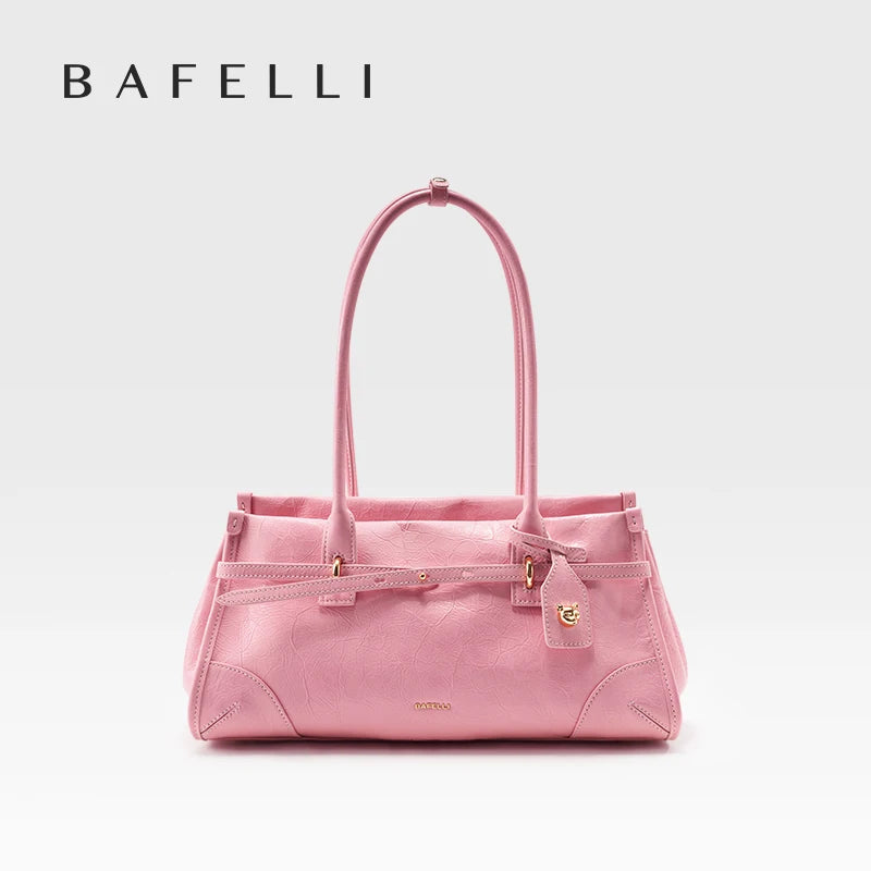 BAFELLI Pink Saffiano Leather Crossbody Bag