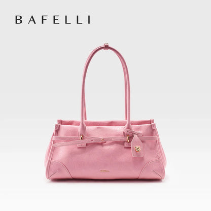 BAFELLI Pink Saffiano Leather Crossbody Bag