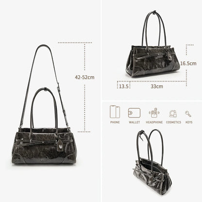 BAFELLI Vintage Soft Leather Baguette Shoulder Bag