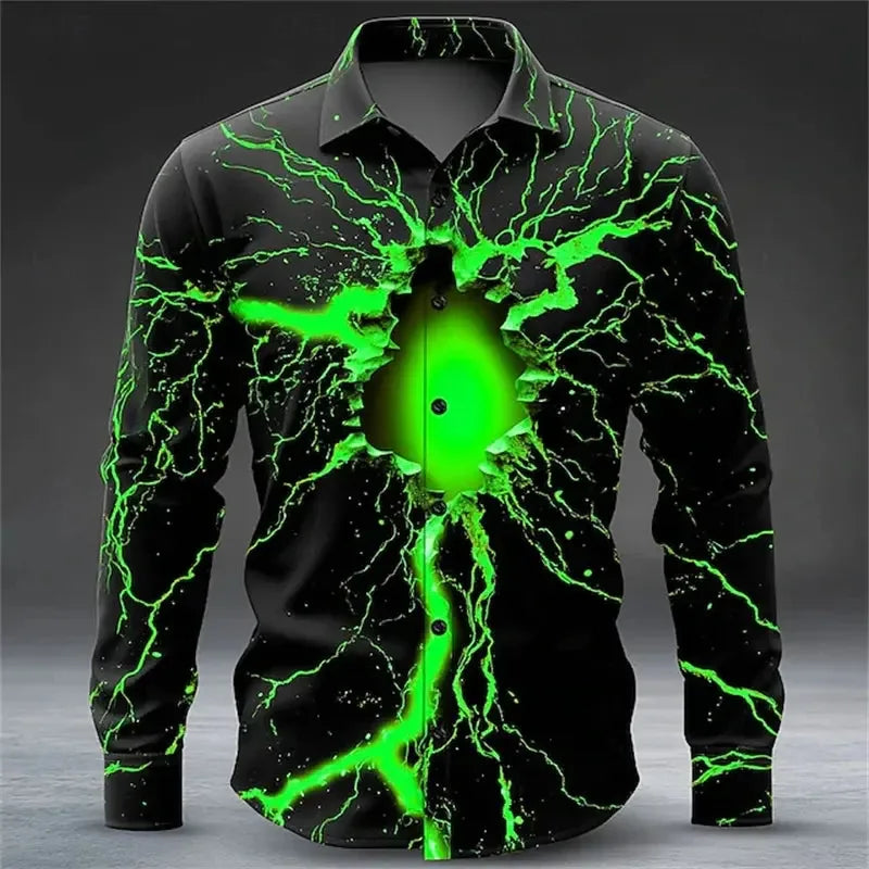 Men's Lightning Neon Long Sleeve Shirts - ShopHub