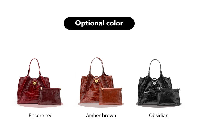 BAFELLI Full-Leather Crocodile-Pattern Large Tote Bag
