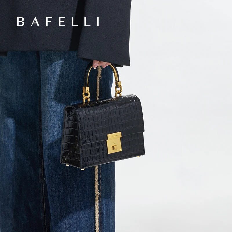 BAFELLI Crocodile-Grain Leather Flap Bag