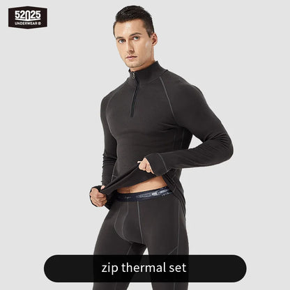 52025 AlpineFlex Men's Wool-Blend Zip-Neck Thermals