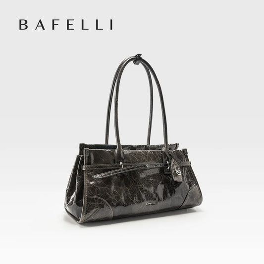 BAFELLI Vintage Soft Leather Baguette Shoulder Bag