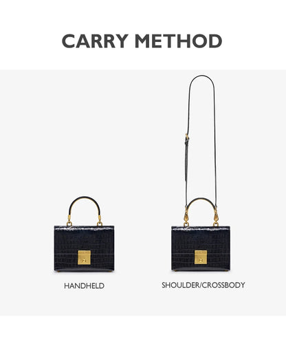BAFELLI Crocodile-Grain Leather Flap Bag