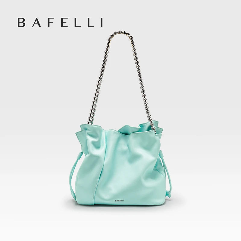 BAFELLI Genuine Cowhide Leather Bucket Handbag