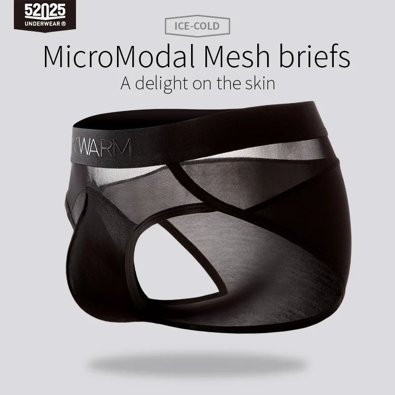 52025 NoirSilk Men's MicroModal Briefs with Mulberry Silk Pouch