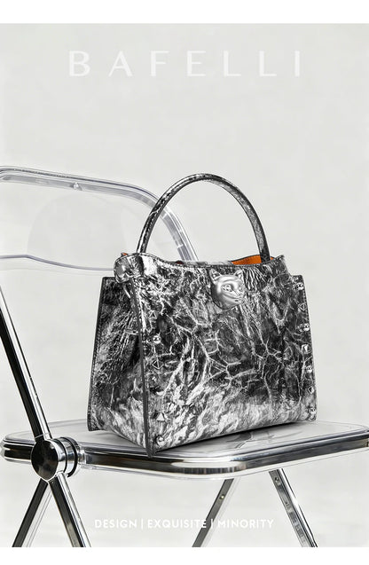 BAFELLI Rivet Cowhide Leather Crossbody Bag