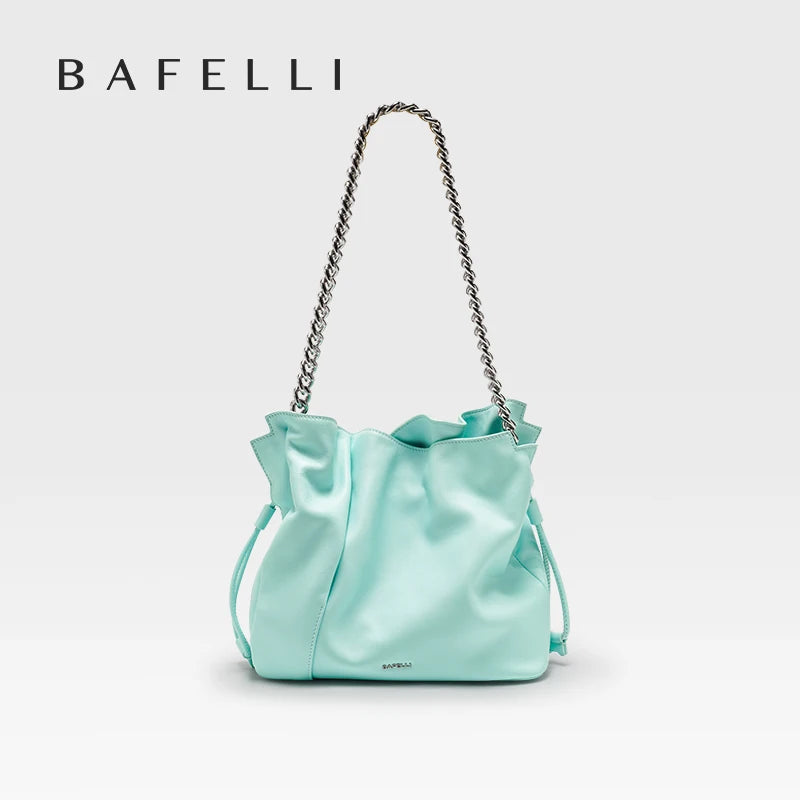 BAFELLI Genuine Cowhide Leather Bucket Handbag
