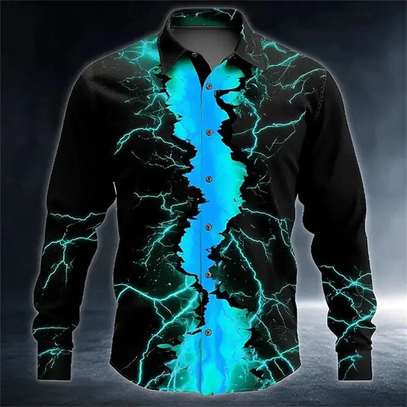 Men's Lightning Neon Long Sleeve Shirts - ShopHub