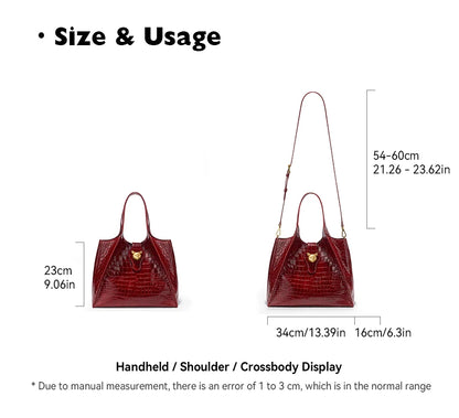 BAFELLI Full-Leather Crocodile-Pattern Large Tote Bag