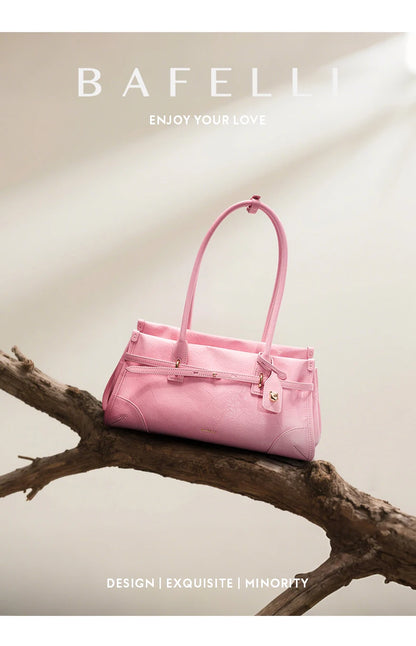 BAFELLI Pink Saffiano Leather Crossbody Bag