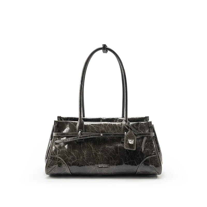 BAFELLI Vintage Soft Leather Baguette Shoulder Bag