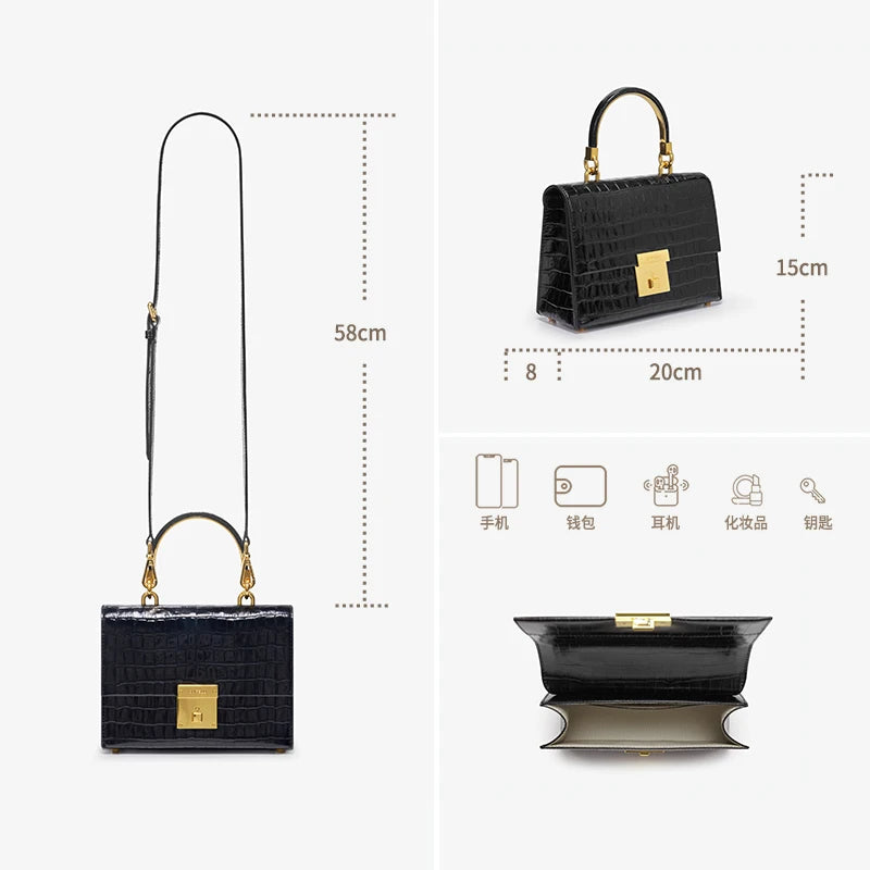 BAFELLI Crocodile-Grain Leather Flap Bag