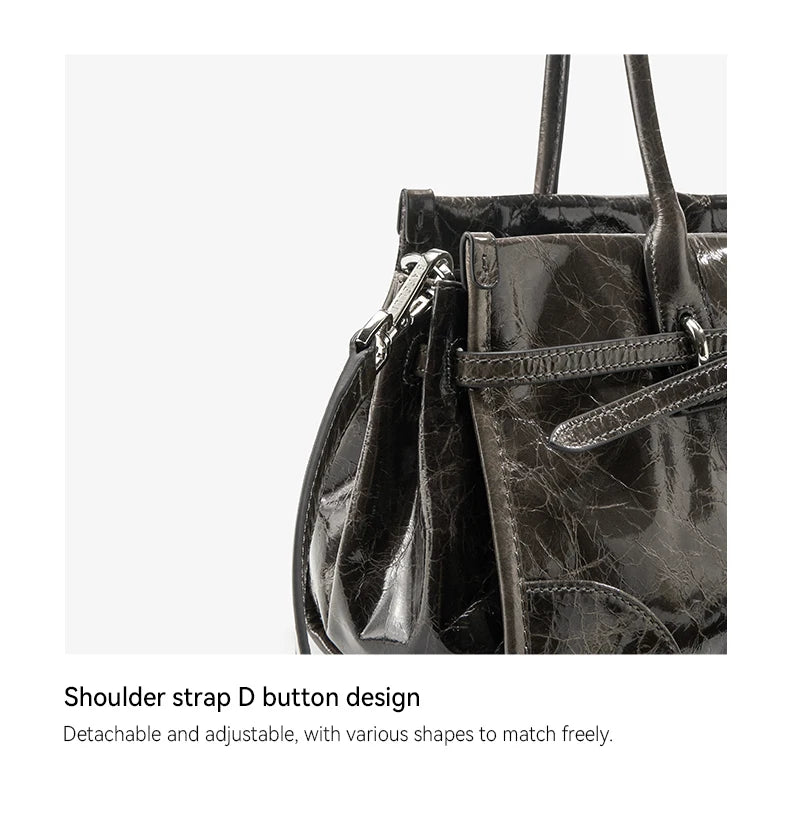 BAFELLI Oil-Wax Leather Vintage Baguette Crossbody Bag
