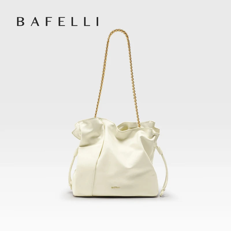 BAFELLI Genuine Cowhide Leather Bucket Handbag