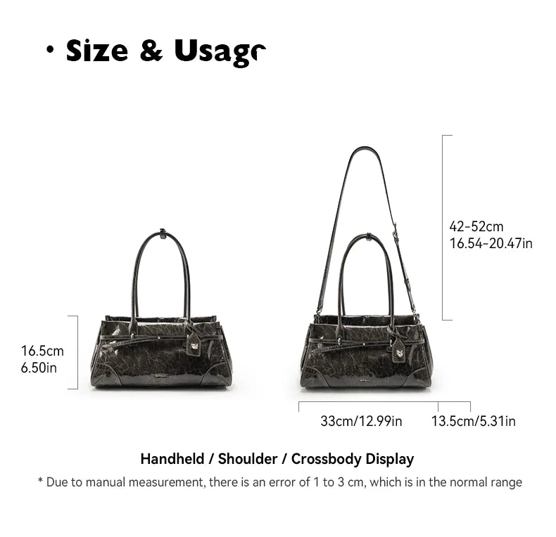 BAFELLI Oil-Wax Leather Vintage Baguette Crossbody Bag