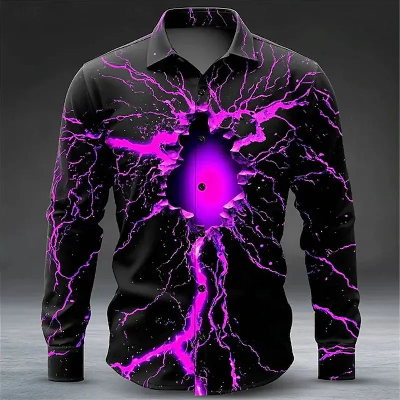 Men's Lightning Neon Long Sleeve Shirts - ShopHub