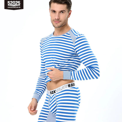 52025 StripeFlow Men's Viscose-Modal Thermal Underwear