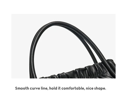 BAFELLI Ruched Genuine Leather Tote Bag