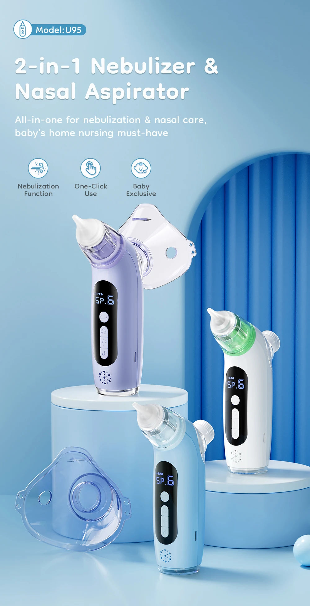 MAMIJOY 2-in-1 Baby Electric Nasal Aspirator & Nebulizer — Model U95