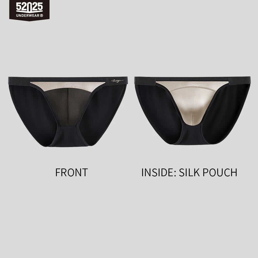 52025 NoirSilk Men's MicroModal Briefs with Mulberry Silk Pouch