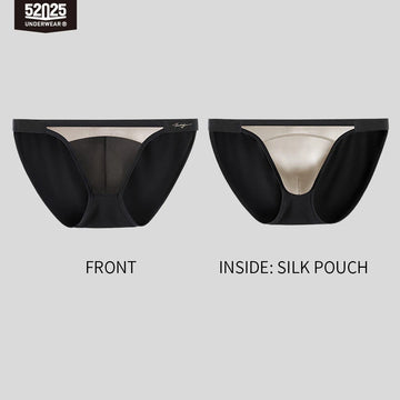 52025 NoirSilk Men's MicroModal Briefs with Mulberry Silk Pouch