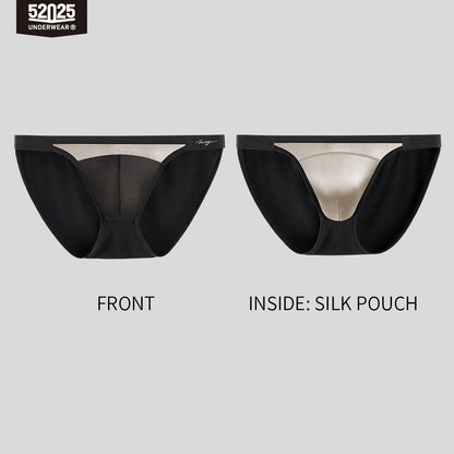 52025 NoirSilk Men's MicroModal Briefs with Mulberry Silk Pouch