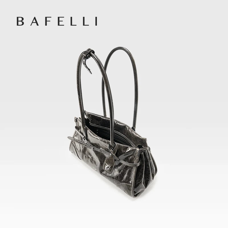 BAFELLI Vintage Soft Leather Baguette Shoulder Bag