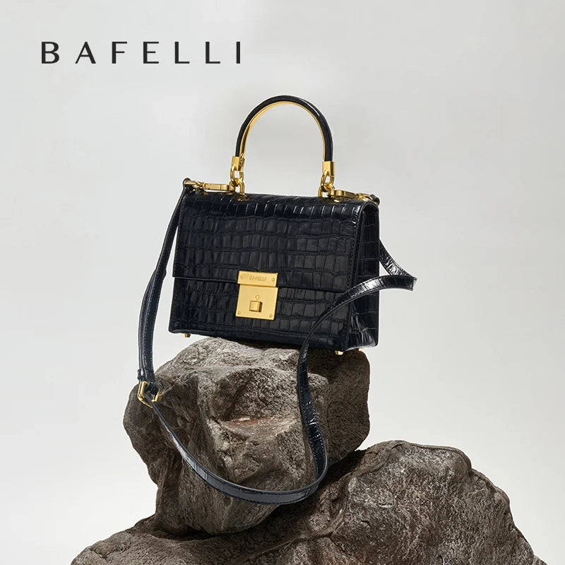 BAFELLI Crocodile-Grain Leather Flap Bag