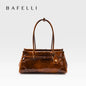BAFELLI Oil-Wax Leather Vintage Baguette Crossbody Bag