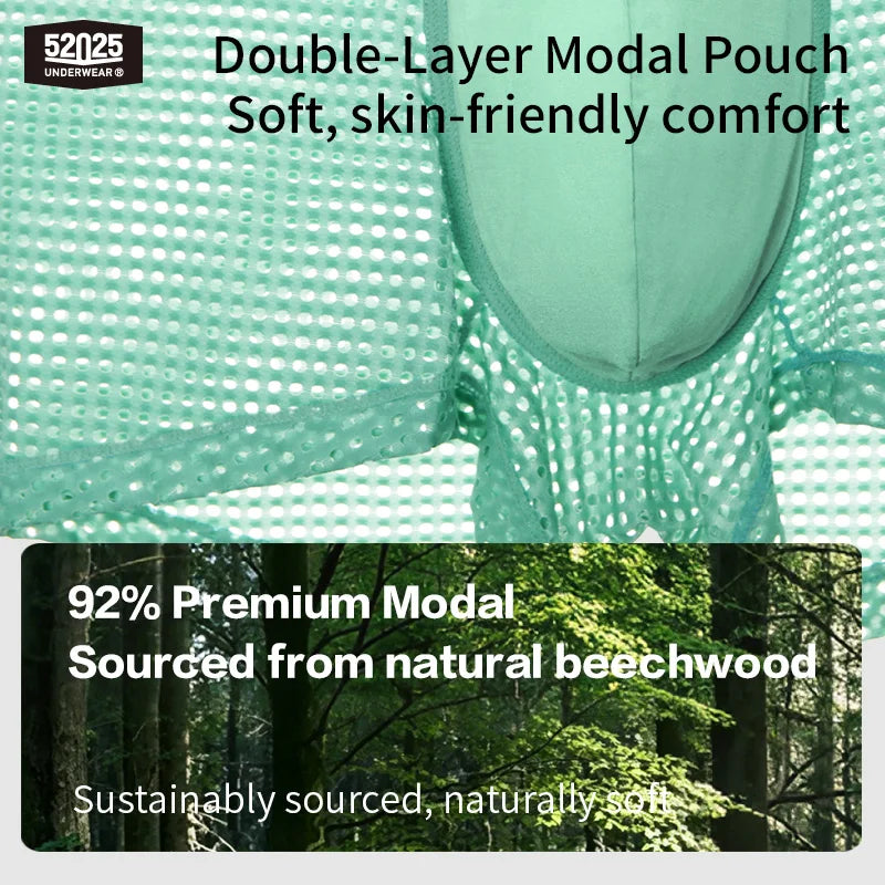 52025 CrystalWave Men's Nylon-Stretch Boxers with Modal Pouch
