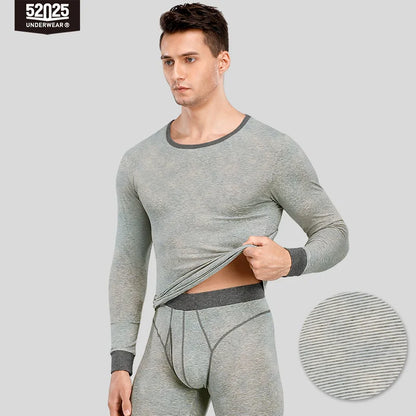 52025 StripeEase Men's Cotton-Modal Thermal Underwear