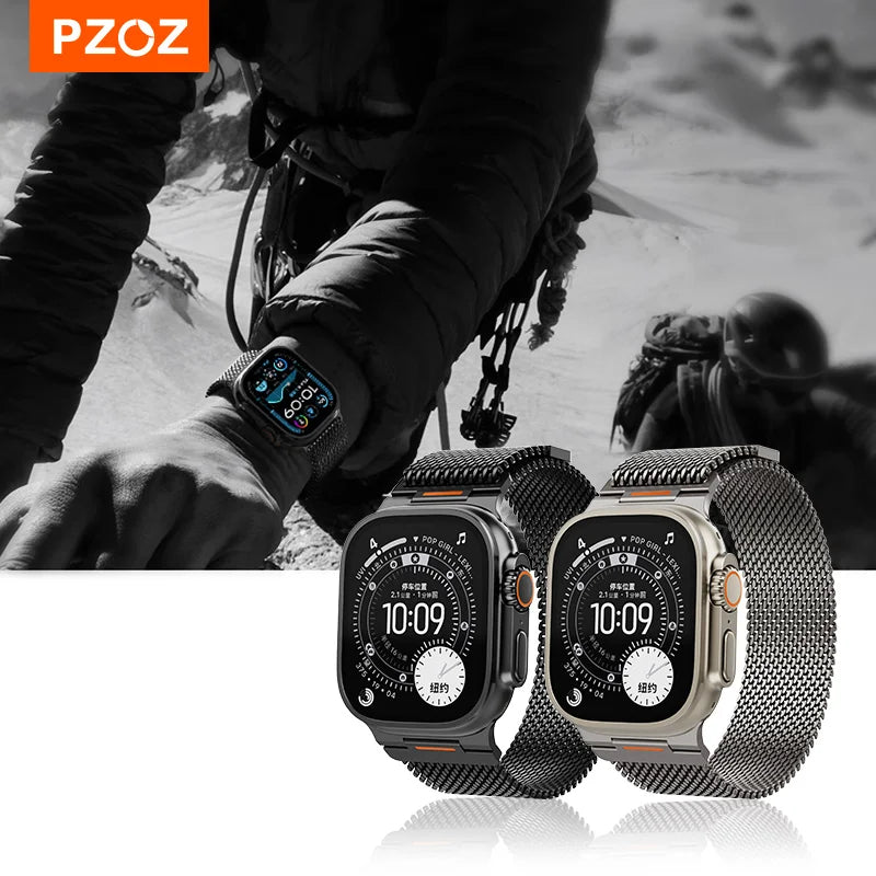 PZOZ Apple Watch Silicone Strap – Titanium Colour or Black
