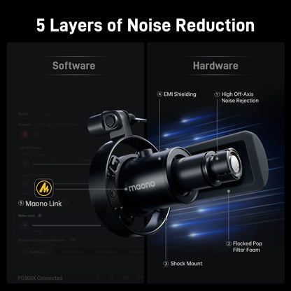 Maono PD300X Dynamic Microphone XLR USB Podcast Recording Mic