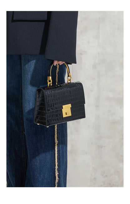 BAFELLI Crocodile-Grain Leather Flap Bag