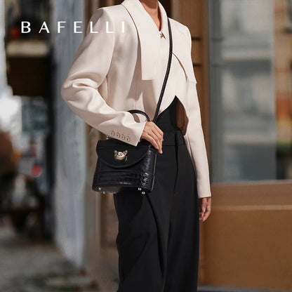 BAFELLI Crocodile-Grain Leather Bucket Bag