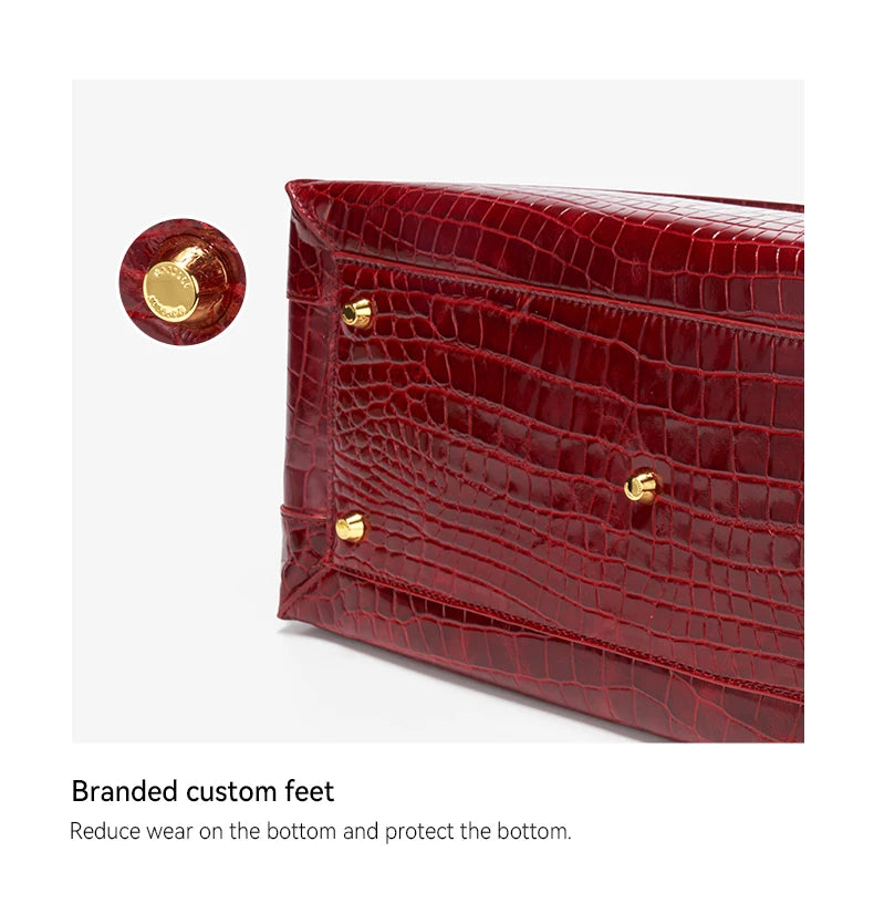 BAFELLI Full-Leather Crocodile-Pattern Large Tote Bag
